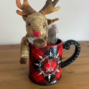 Ty Beanie Baby “Roxie” the Reindeer and Holiday Mug